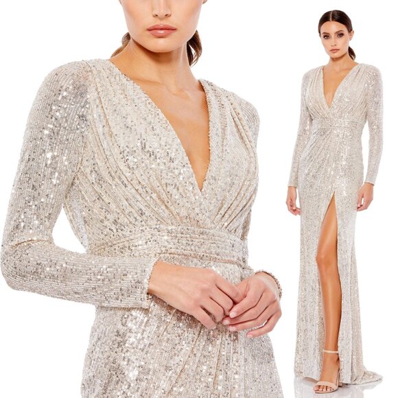 MAC DUGGAL | SEQUINED LONG SLEEVE GOWN #26490 - Picture 1 of 3